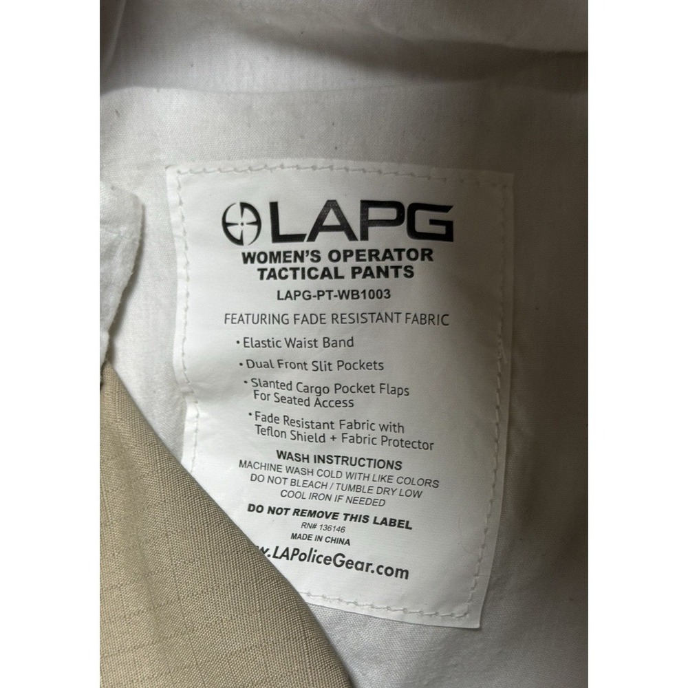 LAPG khaki Stretch Ops Tactical Pants cargo woman's fade resistant Size 8 long - Picture 9 of 16
